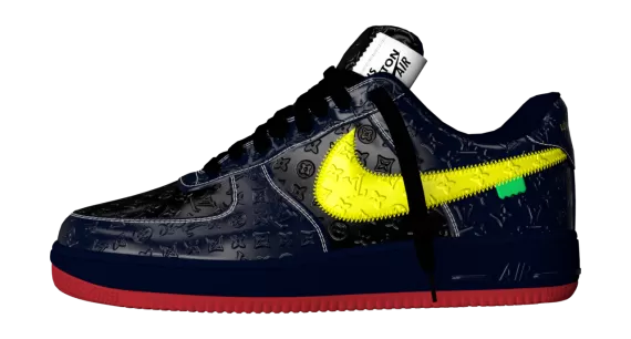 Louis Vuitton and Nike Air Force 1 by Virgil Abloh Low  Blue / Yellow / Red