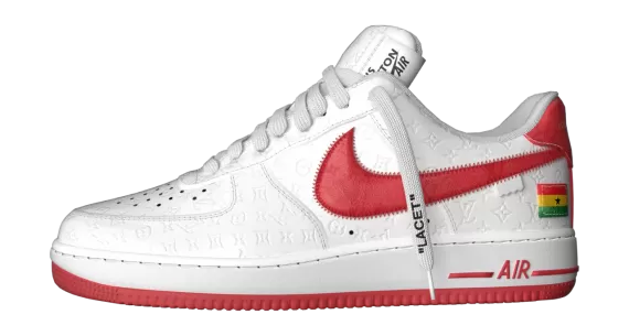 Louis Vuitton and Nike Air Force 1 White/Red by Virgil Abloh