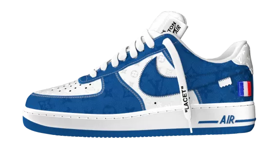 Louis Vuitton and Nike Air Force 1 by Virgil Abloh Low Blue and White