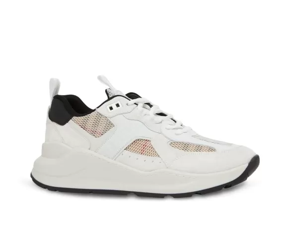 Burberry check mesh low-top white sneakers